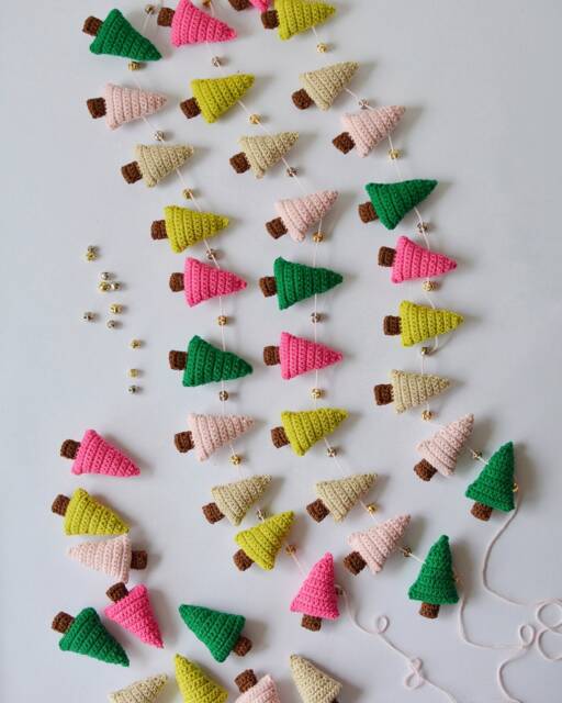 Christmas Crochet Garland, Decor, Woodland Ornaments, Wall Hanging Decor Ideas - image 1