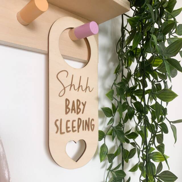 Shhh Baby Sleeping Sign, Wooden Nursery Decor, Shower Gift - image 1