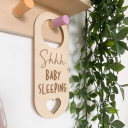 Shhh Baby Sleeping Sign, Wooden Nursery Decor, Shower Gift - thumbnail 1