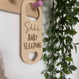 Shhh Baby Sleeping Sign, Wooden Nursery Decor, Shower Gift - thumbnail 3
