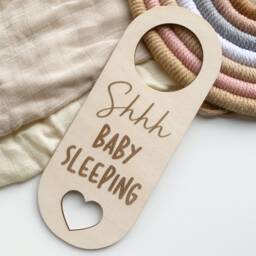 Shhh Baby Sleeping Sign, Wooden Nursery Decor, Shower Gift - thumbnail 2