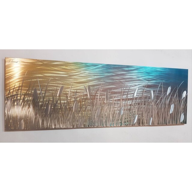 Modern Abstract Wall Art, By The Lake, Indoor Outdoor.gold, Copper, Teal & Silver - image 1