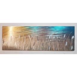 Modern Abstract Wall Art, By The Lake, Indoor Outdoor.gold, Copper, Teal & Silver - thumbnail 2