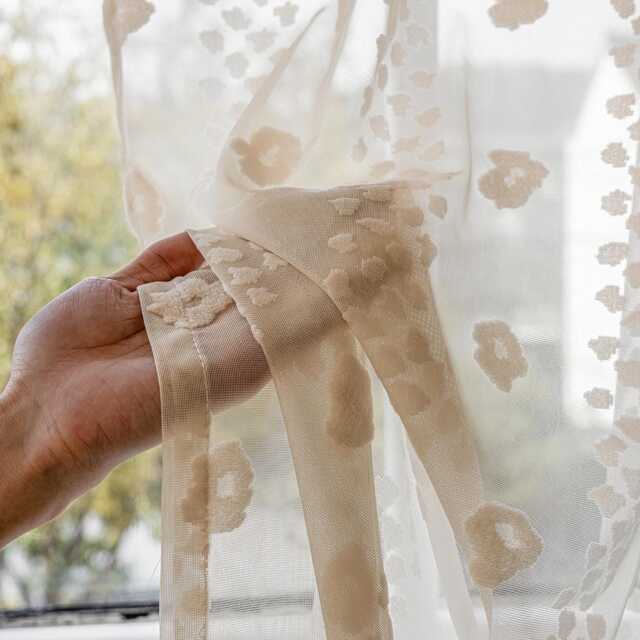 Custom Pom Voile Curtain Three-Color Sheer - image 1