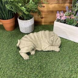 stone Garden Laying Shar-Pei Pug Dog Detailed Cute Gift Concrete Ornament - thumbnail 3