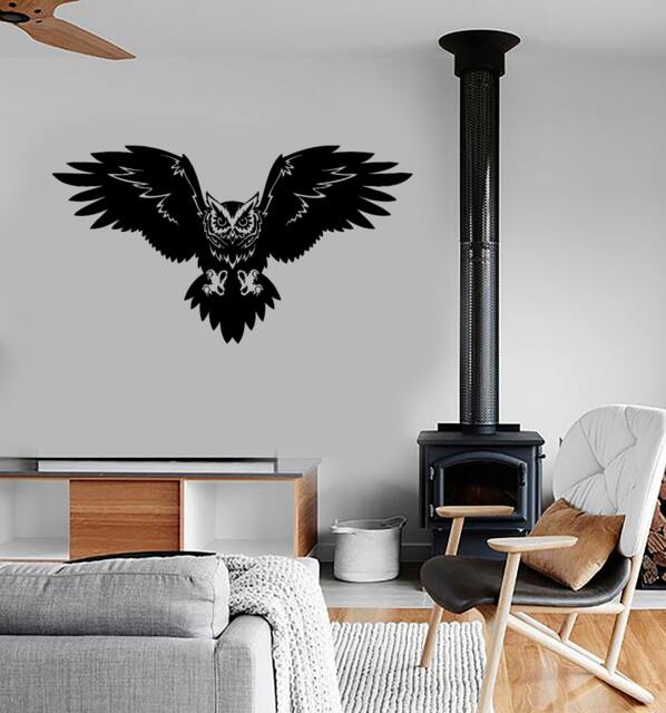 Wall Vinyl Decal Birds Owl Ancient Greek Symbol Of Higher Wisdom Modern Home Decor - #1087De - image 1