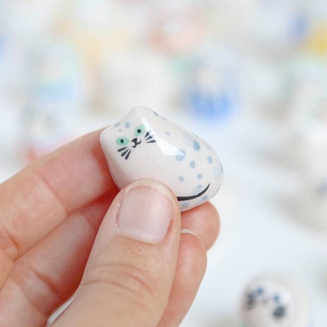 Caring Cat/Ceramic Lucky Charm - image 1