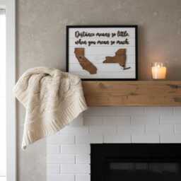 Personalized Long Distance Map Sign State To State, Wall Art Means So Little Quote, Custom Wood For Couples Anniversary Gift - thumbnail 2