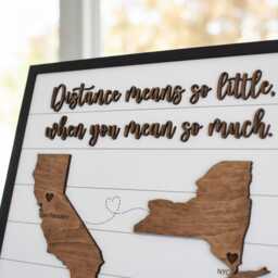 Personalized Long Distance Map Sign State To State, Wall Art Means So Little Quote, Custom Wood For Couples Anniversary Gift - thumbnail 3