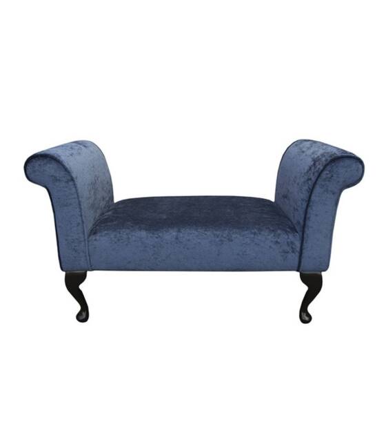 Navy Small Window Seat - Traditional Chenille Bed End Bench Handmade in Britain - image 1