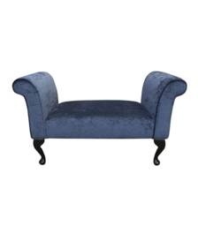 Navy Small Window Seat - Traditional Chenille Bed End Bench Handmade in Britain - thumbnail 1