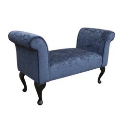 Navy Small Window Seat - Traditional Chenille Bed End Bench Handmade in Britain - thumbnail 2