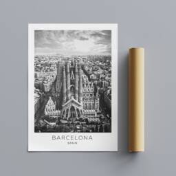 Barcelona City - Spain Cityscape View Wrapped Frame Canvas Rolled Photo/Poster Print - thumbnail 3