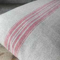 Rustic Linen Pillow Case/Linen Throw Cover/striped in Red Decorative Case/Grain Sack Pillowcase/ - thumbnail 2