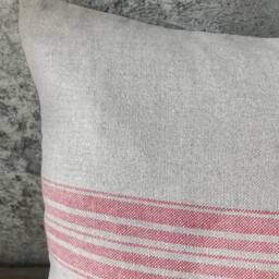 Rustic Linen Pillow Case/Linen Throw Cover/striped in Red Decorative Case/Grain Sack Pillowcase/ - thumbnail 3
