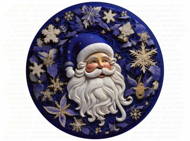 Blue Santa Christmas Sign, Santa Xmas Wreath Merry Christmas Sign Uk, Blue Xmas, Blue Claus - image 1