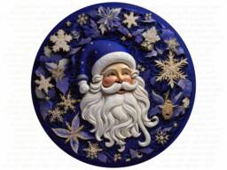 Blue Santa Christmas Sign, Santa Xmas Wreath Merry Christmas Sign Uk, Blue Xmas, Blue Claus - thumbnail 1