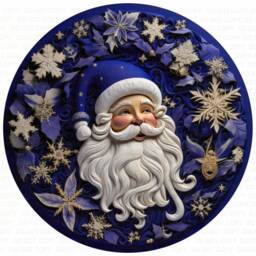 Blue Santa Christmas Sign, Santa Xmas Wreath Merry Christmas Sign Uk, Blue Xmas, Blue Claus - thumbnail 2