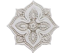 Ceramic Tile Wall Art With Mandala Design, Circle Decor, Bathroom Art, Decorative Tile, #5 Cutout Beige&white - thumbnail 1