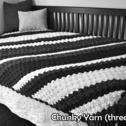 Hand-Crocheted Afghan Made-To-Order Diagonal Stripe Blanket - thumbnail 2