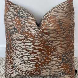 Navy Tiger Print Textured Pillow Cover - Luxury Designer Fabric Burnt Bronze Sofa Cushion Style 191 - thumbnail 2