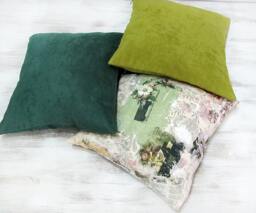 Green Vegan Suede Pillow Cover Vintage Pattern Scandinavian Decor - thumbnail 1
