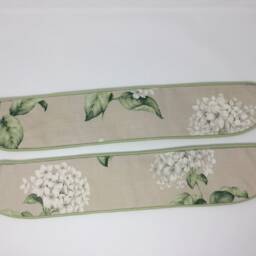 Laura Ashley Heligan Hydrangea Linen Handmade Pair Of Curtain Tie Backs Piped Hedgerow Green - thumbnail 2
