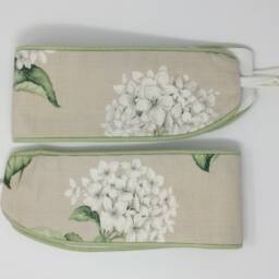 Laura Ashley Heligan Hydrangea Linen Handmade Pair Of Curtain Tie Backs Piped Hedgerow Green - thumbnail 4