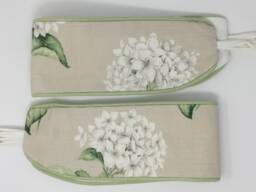Laura Ashley Heligan Hydrangea Linen Handmade Pair Of Curtain Tie Backs Piped Hedgerow Green