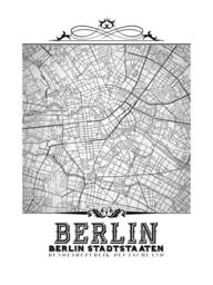 Berlin Map Art Print Vintage Style Black & White City Decor - thumbnail 3