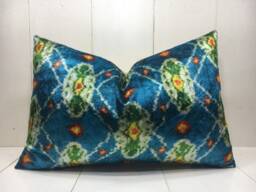 Handwoven Silk Ikat Pillow Cover, Turkish Decor - 16x24 - thumbnail 1
