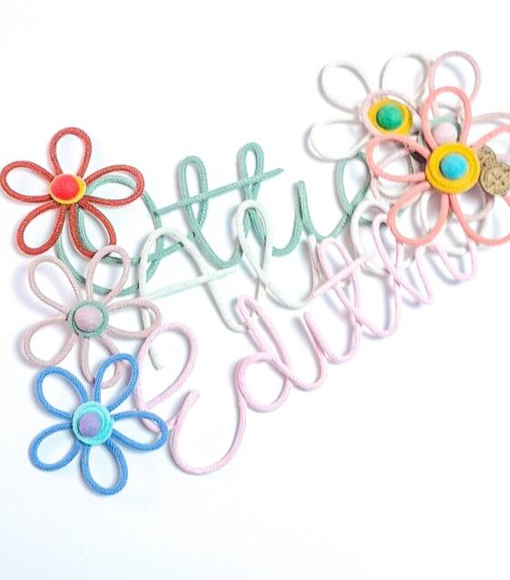 Personalized Knitted Wire Name Sign With Flowers Bedroom, Nursery, Playroom Decor Or Gift - image 1