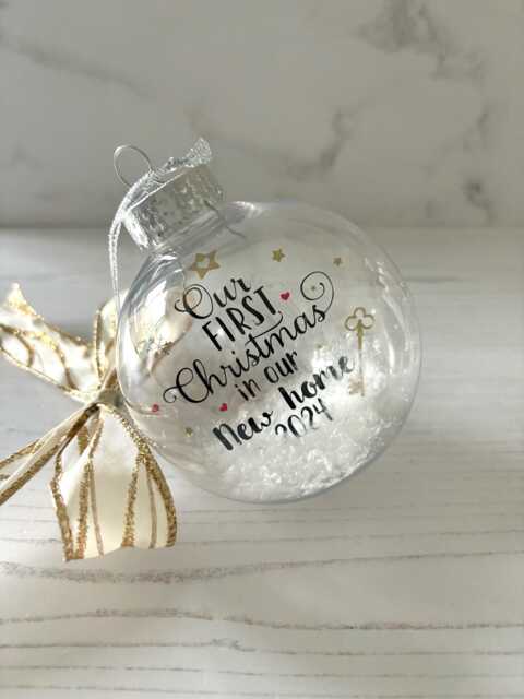 New Home Christmas Bauble 2025 Acrylic Ornament With Gold Bow - image 1