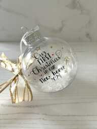 New Home Christmas Bauble 2025 Acrylic Ornament With Gold Bow - thumbnail 1