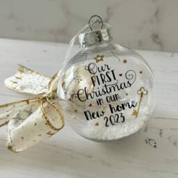 New Home Christmas Bauble 2025 Acrylic Ornament With Gold Bow - thumbnail 2