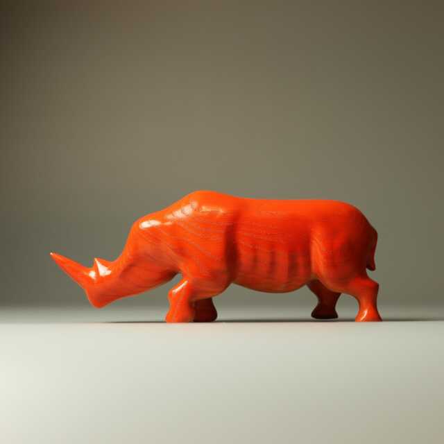Wooden Rhinoceros Sculpture - 20 - image 1