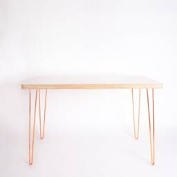 Beautiful Desk. One Of A Kind. White Gloss On Your Choice Hairpin Leg Colour - thumbnail 3