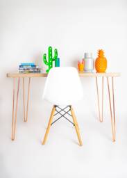 Beautiful Desk. One Of A Kind. White Gloss On Your Choice Hairpin Leg Colour