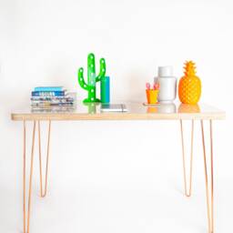 Beautiful Desk. One Of A Kind. White Gloss On Your Choice Hairpin Leg Colour - thumbnail 4