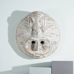Round Mask Of Timor, Primitive, Wall Decor, Wood Carving, Hanging Statue, Handcrafted, Living Room D??cor, Halloween Memorial Gift - thumbnail 3