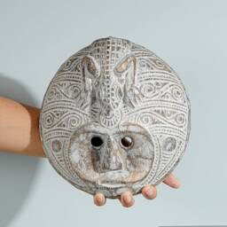 Round Mask Of Timor, Primitive, Wall Decor, Wood Carving, Hanging Statue, Handcrafted, Living Room D??cor, Halloween Memorial Gift - thumbnail 4