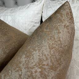 Luxury Brass Gold Cushion Cover Diana Brown Pillow Designer Beaumont Textiles Bespoke Throw For Sofa Or Bed Handmade UK - thumbnail 4