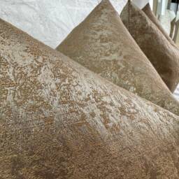 Luxury Brass Gold Cushion Cover Diana Brown Pillow Designer Beaumont Textiles Bespoke Throw For Sofa Or Bed Handmade UK - thumbnail 2