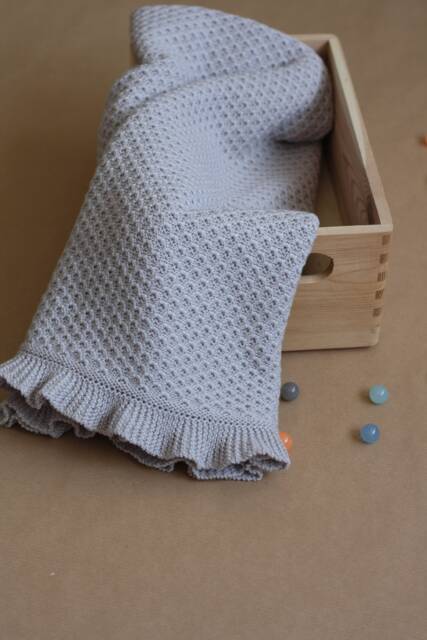Handmade Merino Wool Baby Blanket Knit Newborn Gift - image 1