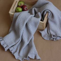 Handmade Merino Wool Baby Blanket Knit Newborn Gift - thumbnail 2
