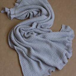 Handmade Merino Wool Baby Blanket Knit Newborn Gift - thumbnail 3