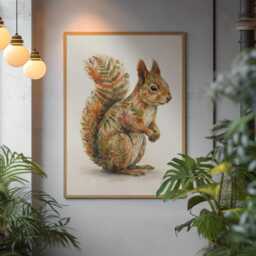 Woodland Watercolor Red Squirrel Art Print Warm Autumn Tones Nature Illustration - thumbnail 2