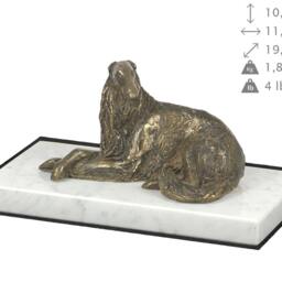 Borzoi, Russian Wolfhound, Dog White Marble Base Statue, Limited Edition, Artdog. Made Of Cold Cast Bronze. Perfect Gift. Limited Edition - thumbnail 4