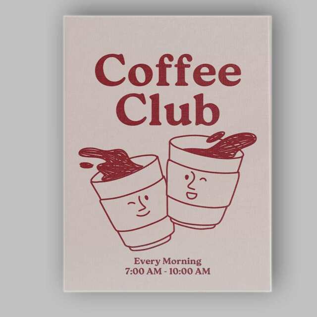 Cute Coffee Club Morning Takeaway Cups Poster Canvas Wall Art Print Decor Picture Ready To Hang - image 1