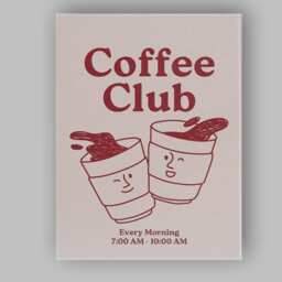 Cute Coffee Club Morning Takeaway Cups Poster Canvas Wall Art Print Decor Picture Ready To Hang - thumbnail 1